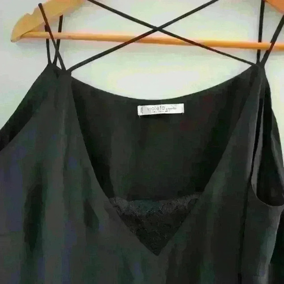 VIOLETA | By Mango Women's Black Crossover Strap Flowy Lined Camilsole - Picture 2 of 5